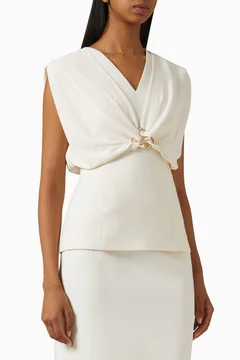 Buy Jus De Pommes White Wide-leg Cropped Pants in Linen-blend For Women Online | Ounass Saudi