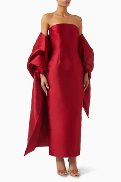 Buy Solace London Red Renee Shawl Midaxi Dress For Women Online | Ounass Saudi
