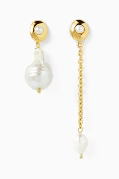 Buy Bonvo White Daphne Pearl Earrings in 18kt Gold-plated Sterling Silver For Women Online | Ounass Saudi