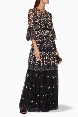 Buy Needle Thread Black Black Climbing Blossom Gown for Women in