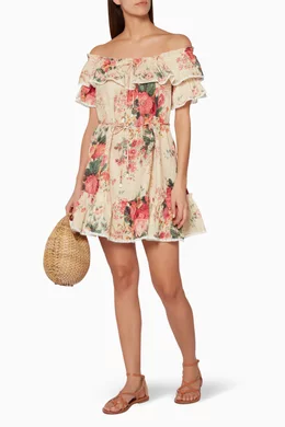 Buy Zimmermann Multicolour Multi Coloured Laelia Frill Tier Dress