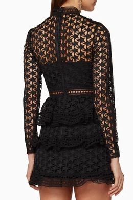 Buy Self Portrait Black Black Star Guipure Lace Mini Dress for