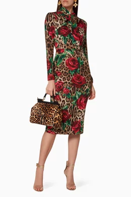 Dolce & Gabbana Leopard Print Pony Hair Medium Sicily Bag