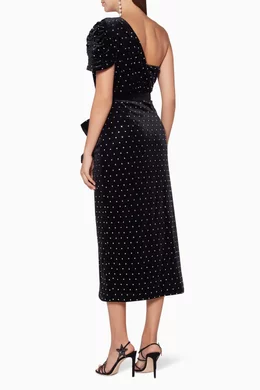 Self portrait one online shoulder velvet midi dress