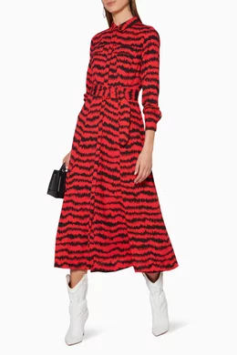 Buy WHISTLES Red Red Black Milla Utility Midi Dress for Women in