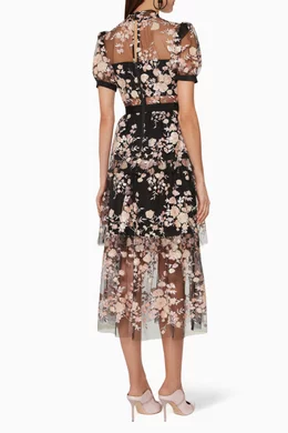 Self portrait sale floral mesh dress