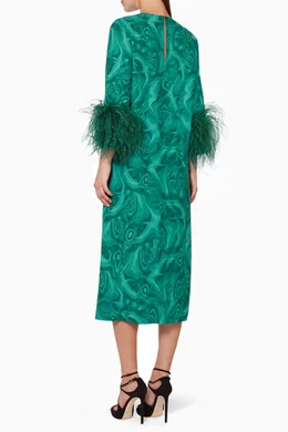 16Arlington Billie feather-trim midi dress - Green