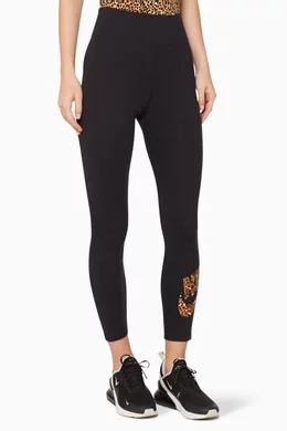 Buy Nike Black Leopard-Print Logo Leggings for Women in Saudi