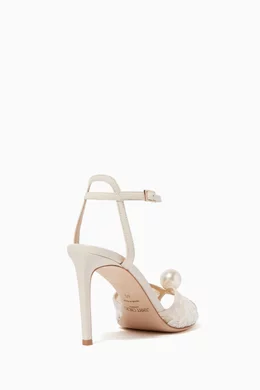 Buy Jimmy Choo White Sacora 85 Pearl Satin Sandals for Women in
