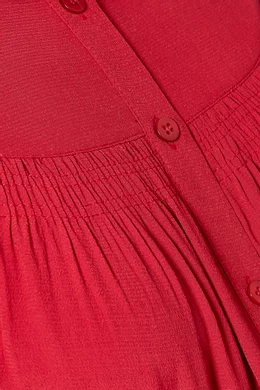 Red Smocked Yoke Shirt Dress, WHISTLES