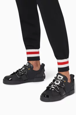Buy Dolce Gabbana Black Portofino Leather Sneakers for Men in