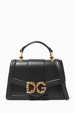 Buy Dolce Gabbana Black DG Amore Calfskin Leather Bag for Women