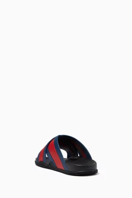Gucci slides best sale blue and red