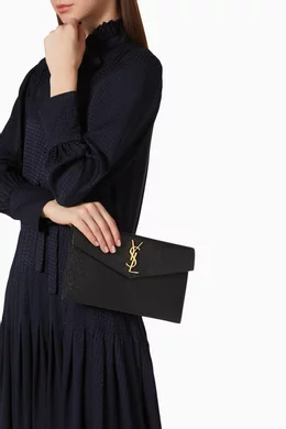 Buy SAINT LAURENT Black Uptown Pouch in Grain de Poudre Embossed