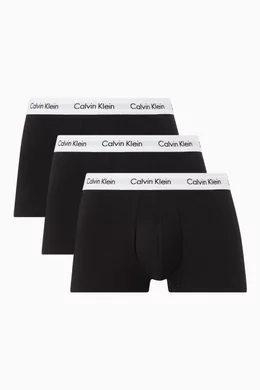 Buy Calvin Klein Black Low Rise Trunks in Cotton Stretch, Set of 3 for Men  in Saudi