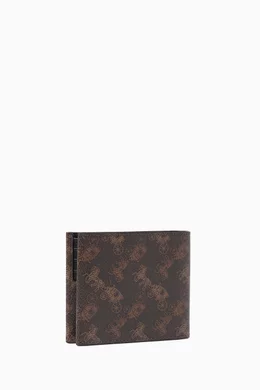 Coach Double Billfold Wallet with Large Horse and Carriage Print - Men's Wallets - Truffle/Burnished Amber