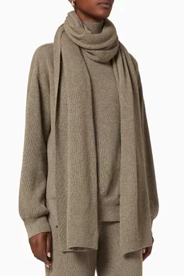 Buy The Frankie Shop Brown Rib Knit Turtleneck Sweater Scarf Set
