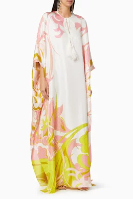 Buy Emilio Pucci White Dinamica Silk Twill Kaftan for Women in