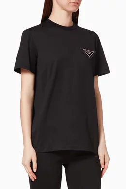 Shop Prada Black Triangle Logo Cotton T-Shirt for WOMEN | Ounass Saudi  Arabia
