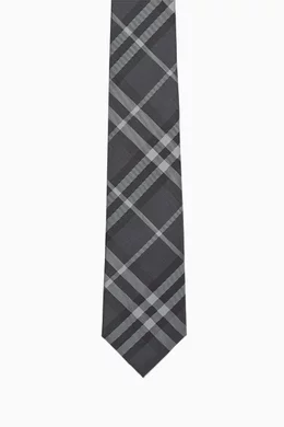 Buy Burberry Grey Classic Cut Tie in Vintage Check Silk for Men in
