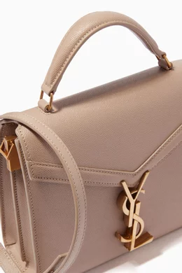 Buy SAINT LAURENT Neutral Mini Cassandra Top Handle Bag in Leather