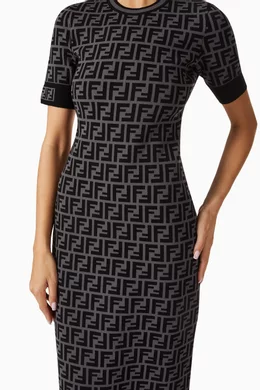 Buy Fendi Grey FF Knit Midi Dress for Women in Saudi Ounass