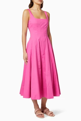 Buy Staud Pink Wells Dress in Cotton Poplin for Women in Saudi