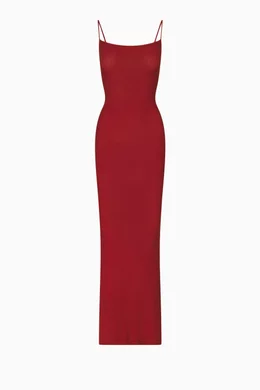 Buy SKIMS Red Soft Lounge Long Slip Dress for Women in Saudi