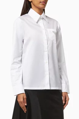 Buy Prada White Shirt in Poplin Re Nylon Gabardine for Women in