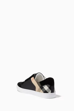 Buy Burberry Black New Reeth Sneakers in Leather Suede House