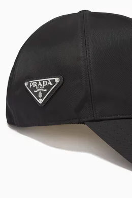 Buy Prada Black Triangle Logo Baseball Cap in Re Nylon for Men in