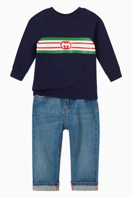 Buy Gucci Blue Interlocking G Baby Sweatshirt in Cotton for Baby