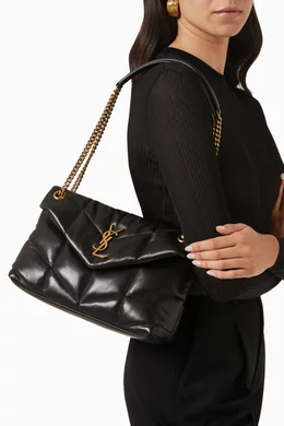 Buy SAINT LAURENT Black Small Loulou Puffer Bag in Quilted