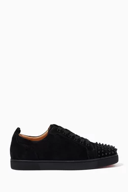 Buy Christian Louboutin Black Louis Junior Spikes Sneakers in