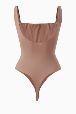 Buy SKIMS Brown Fits Everybody Square Neck Bodysuit for Women in Saudi