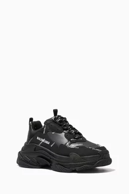 Buy Balenciaga Black Triple S All over Logo Sneakers in Double