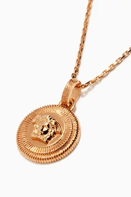 Buy Versace Gold Medusa Coin Pendant Necklace in Brass for Women