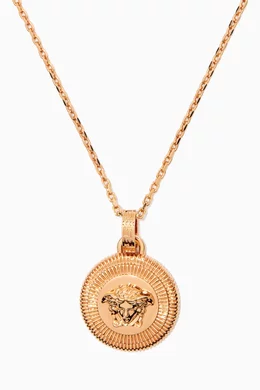 Buy Versace Gold Medusa Coin Pendant Necklace in Brass for Women