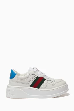 Buy Gucci White Chunky Web Sneakers in Leather for UNISEX in Saudi