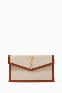 Buy SAINT LAURENT Neutral Uptown Pouch in Canvas Leather for