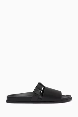 Buy Valentino Garavani Black Roman Stud Sandals in Leather for Men
