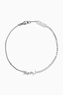 Buy SAINT LAURENT Silver Opyum Rhinestone Bracelet in Metal for