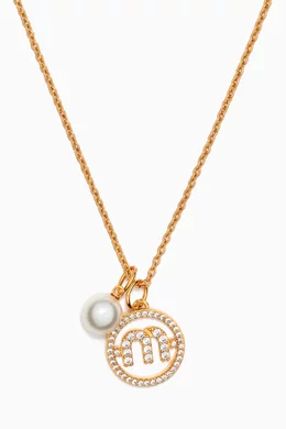 Buy Miu Miu Gold Logo Pendant Necklace in Metal for Women in Saudi