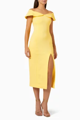 Off the shoulder top wrap midi dress topshop