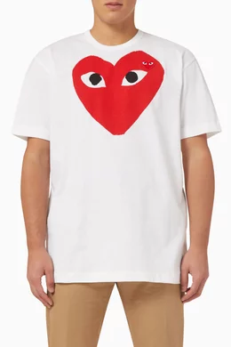 Buy Comme des Gar ons PLAY White Play T shirt in Cotton Jersey