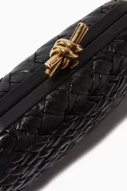 Bottega Veneta Knot Minaudiere Clutch in Black & Muse Brass