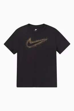 Black nike shirt with gold swoosh online