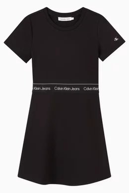 Shop Calvin Klein Black Logo Tape Dress in Viscose-blend for KIDS | Ounass  Saudi Arabia