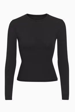 Buy SKIMS Black Fits Everybody Long Sleeve T-shirt for Women in Saudi