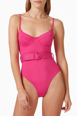 Noa Belted Swimsuit in Pink - Simkhai